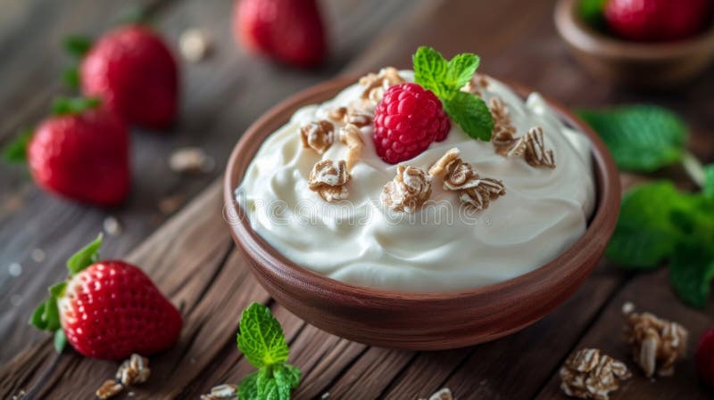 Greek Yogurt As Food in Restaurant Stock Image - Image of greek