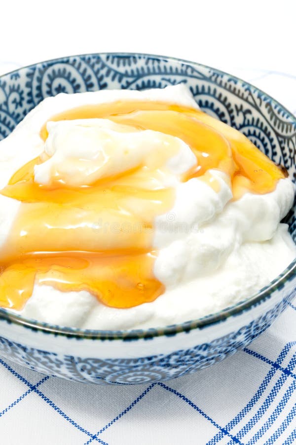 Greek Yogurt with Honey in a Pot Stock Image Image of brown, meal