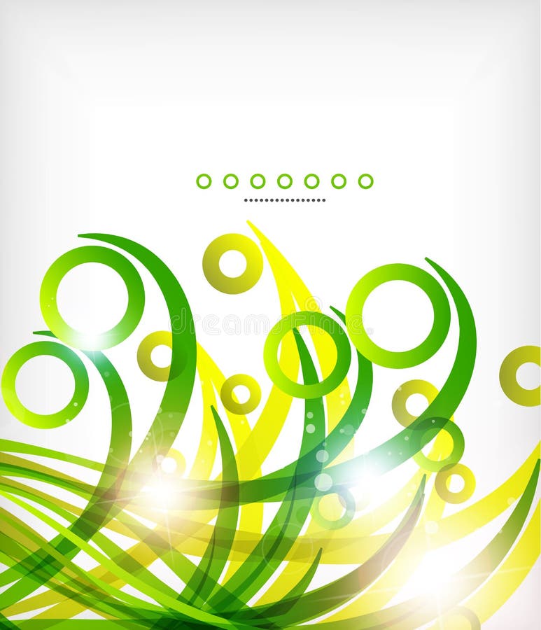 Green abstract eco wave swirls with lights