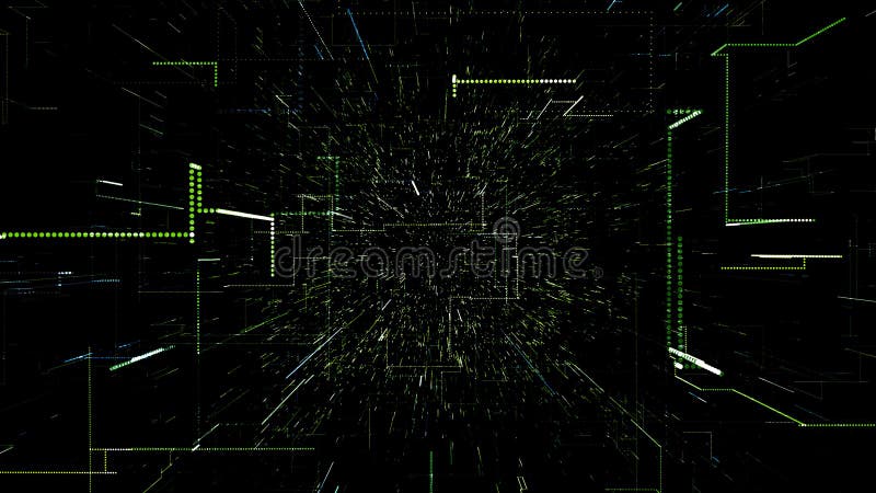 Green abstract virtual space. 3d illustration flying through digital data tunnel. vector illustration Green abstract virtual space. 3d illustration flying through digital data tunnel. vector illustration