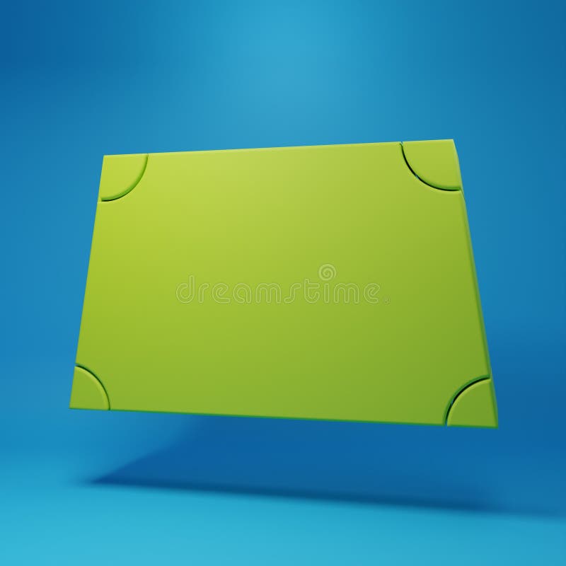 Green Acute trapezoid shape icon isolated on blue background. Minimalism concept. 3D render illustration royalty free illustration