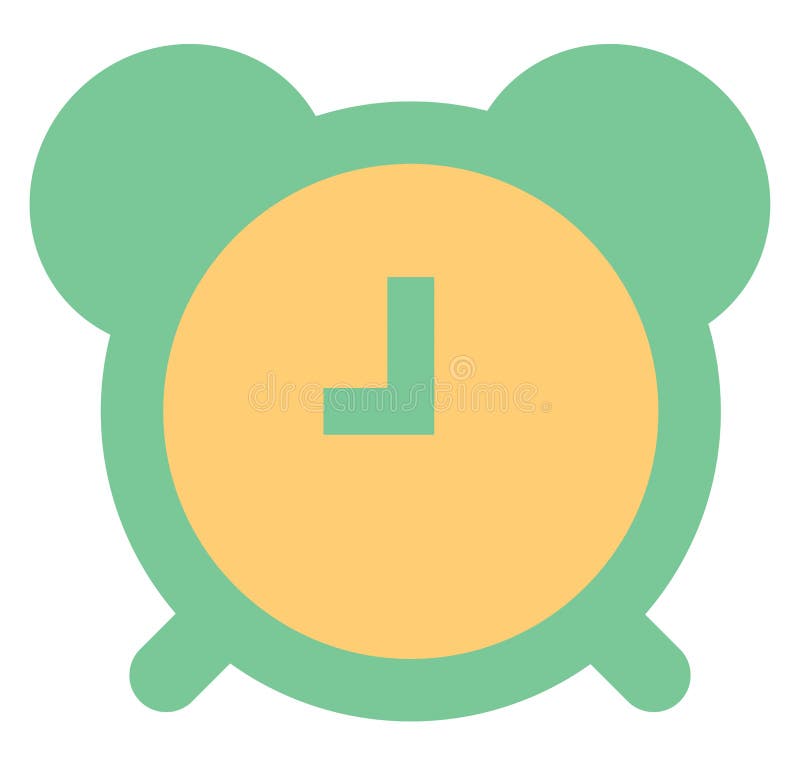 Green alarm clock, icon stock vector. Illustration of circle 259786299