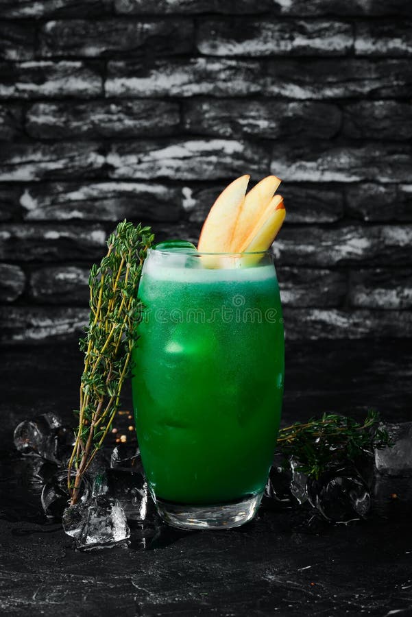 Green Alcoholic Cocktail. Tropical Juice and Fruit Stock Image Image
