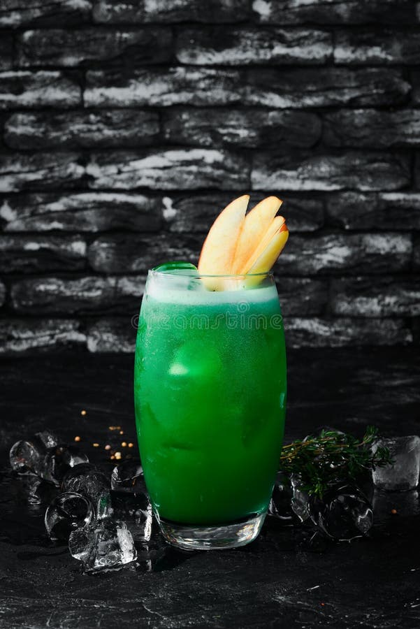 Green Alcoholic Cocktail. Tropical Juice and Fruit Stock Image Image