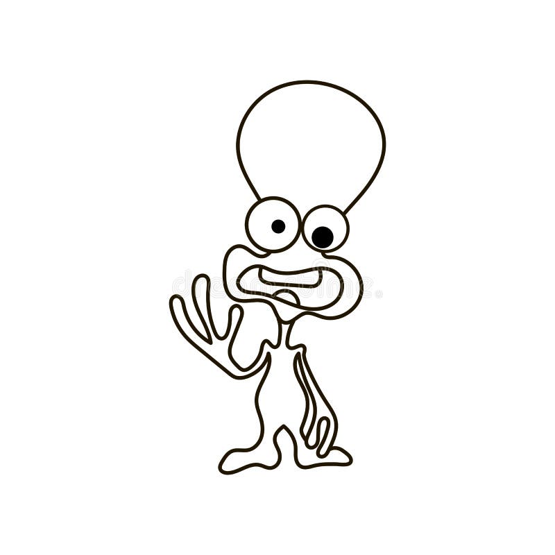 Green alien face emoji. stock illustration