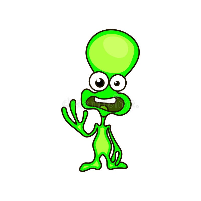 Green alien face emoji. stock illustration