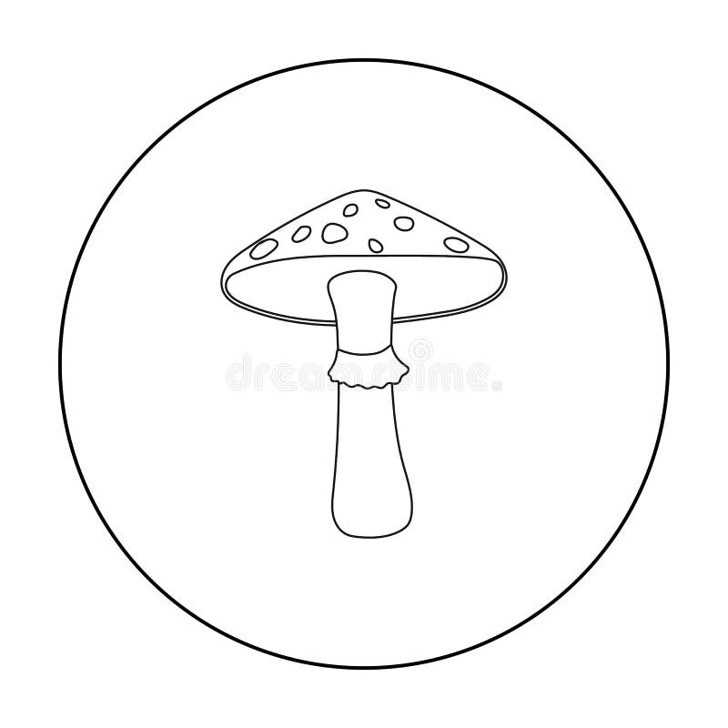 Green amanita icon in outline style isolated on white background. Mushroom symbol stock vector illustration. vector illustration