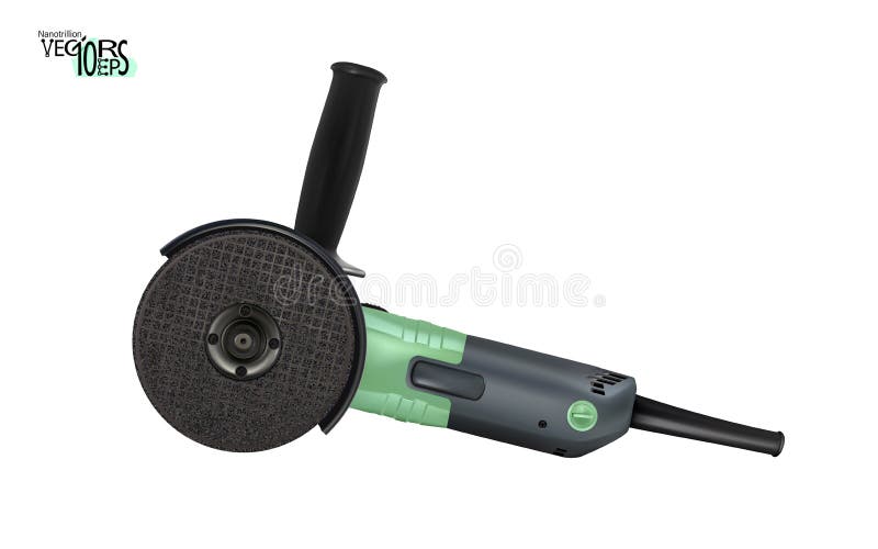 Green Angle Grinder Isolated on White. Vector Stock Vector
