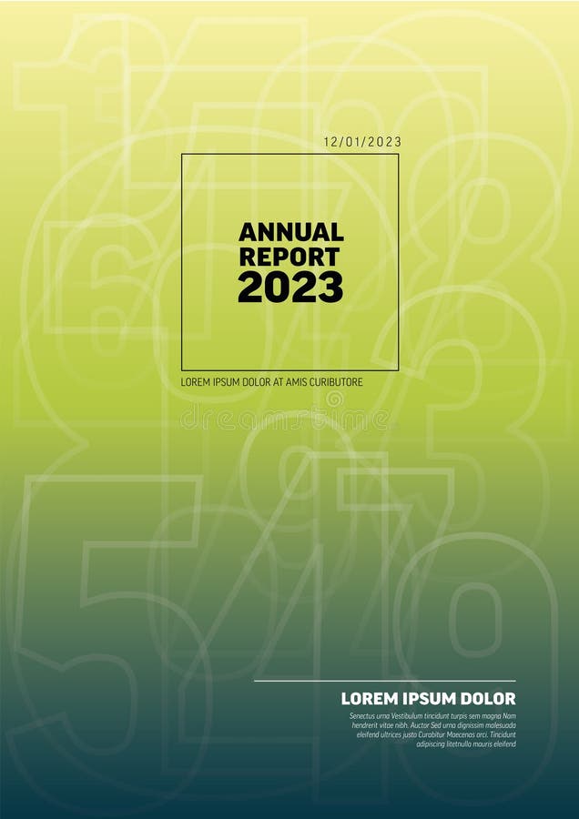 Green Annual Report Front Cover Page Template with Big Numbers Stock