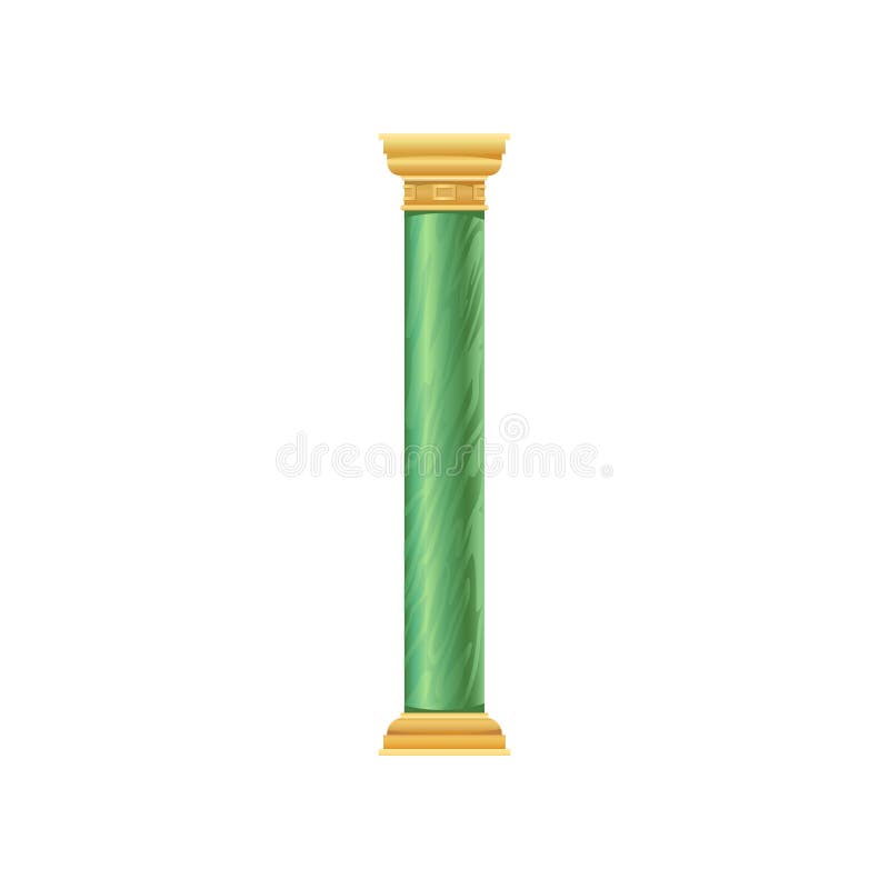 Green Antique Column Vector Illustration on a White Background Stock