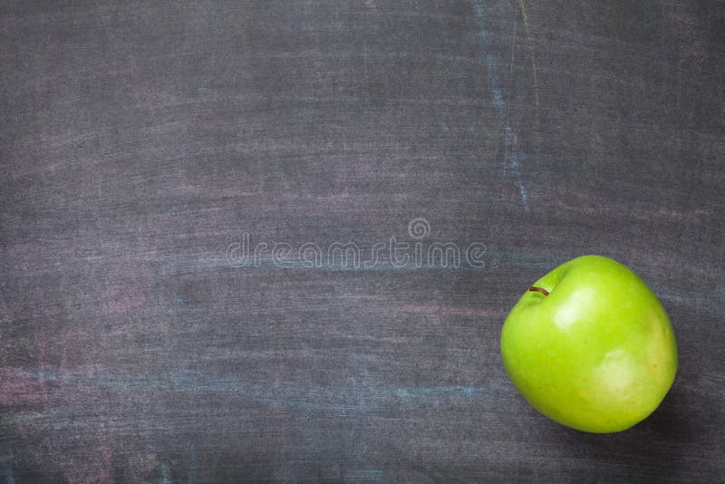 Green Apple on Blackboard or Chalkboard Background Stock Photo Image of desk, education 58127140