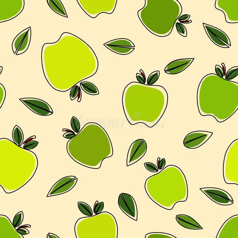 Green Apple Cartoon Vector Illustration Black Outline, Unfit Colored ...