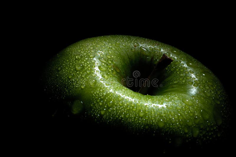 Green apple in the dark