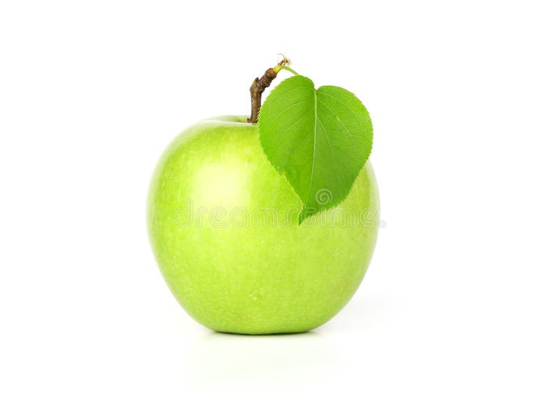 Green apple fruits with leaf