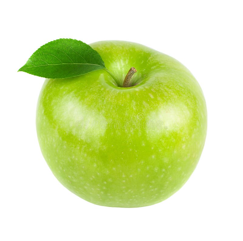 Green Apple Fruits with Leaf Stock Image Image of delicious, fruit