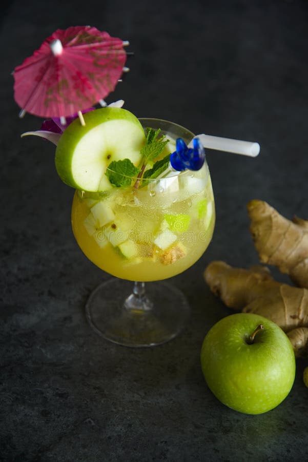 Green Apple and Ginger Juice on Loft Stock Photo Image of blended
