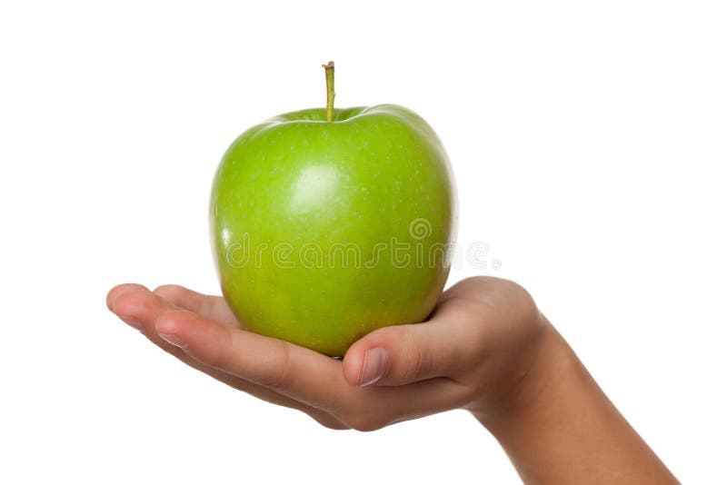 Green apple in hand