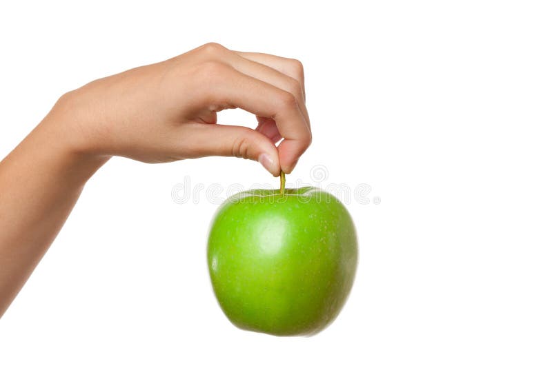 Green apple in hand