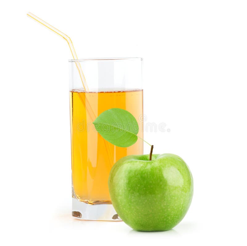 Green apple with juice