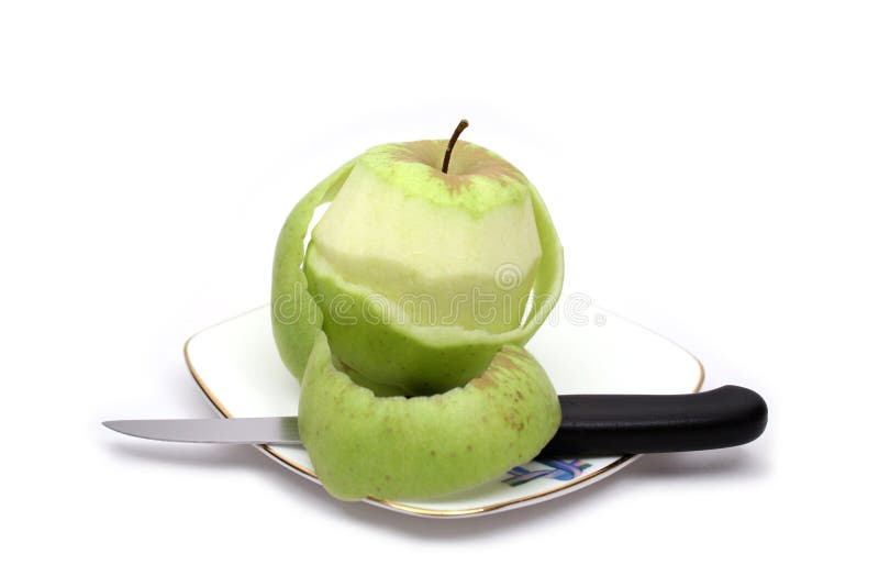 Green apple and knife