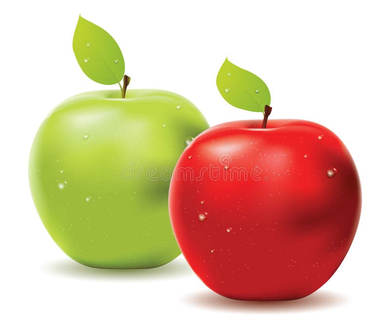 Green apple and red apple