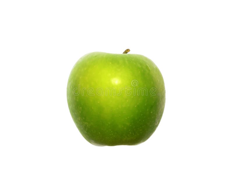 Green Apple, side view on white