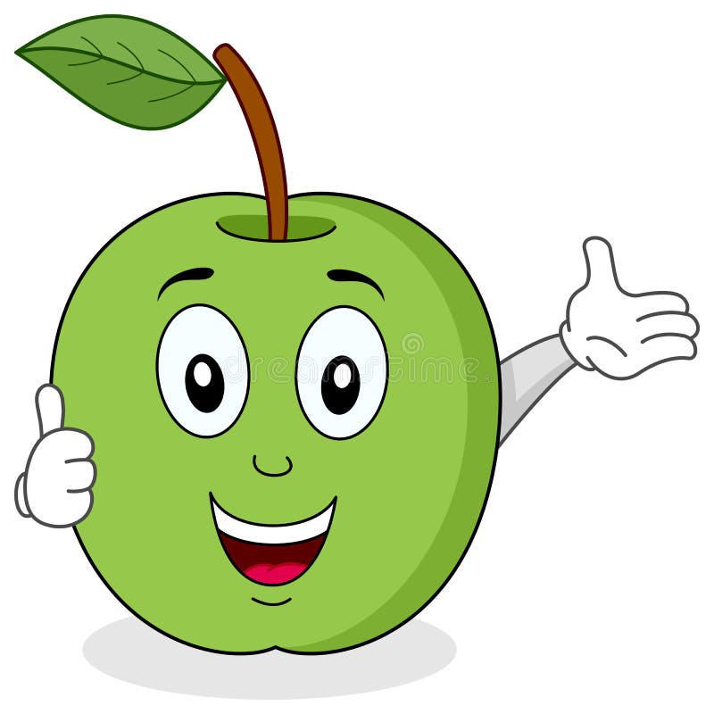 Green Apple Thumbs Up Character stock illustration