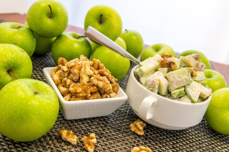 Green Apple and Walnut Salad Stock Photo Image of healthy, nuts 47369324