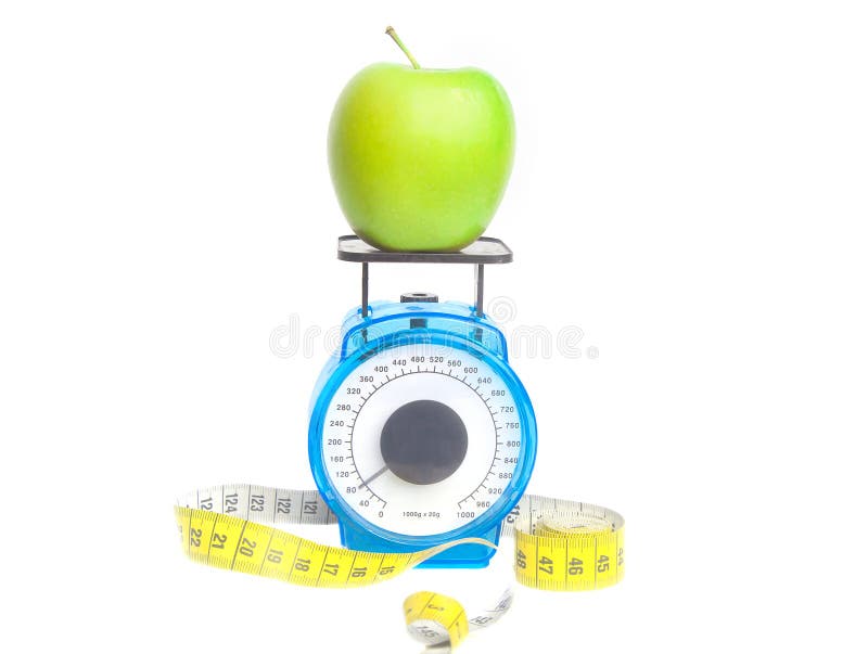 Green apple weight concept stock photo. Image of background 31613090