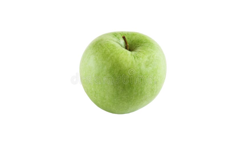 Green apple on the white background