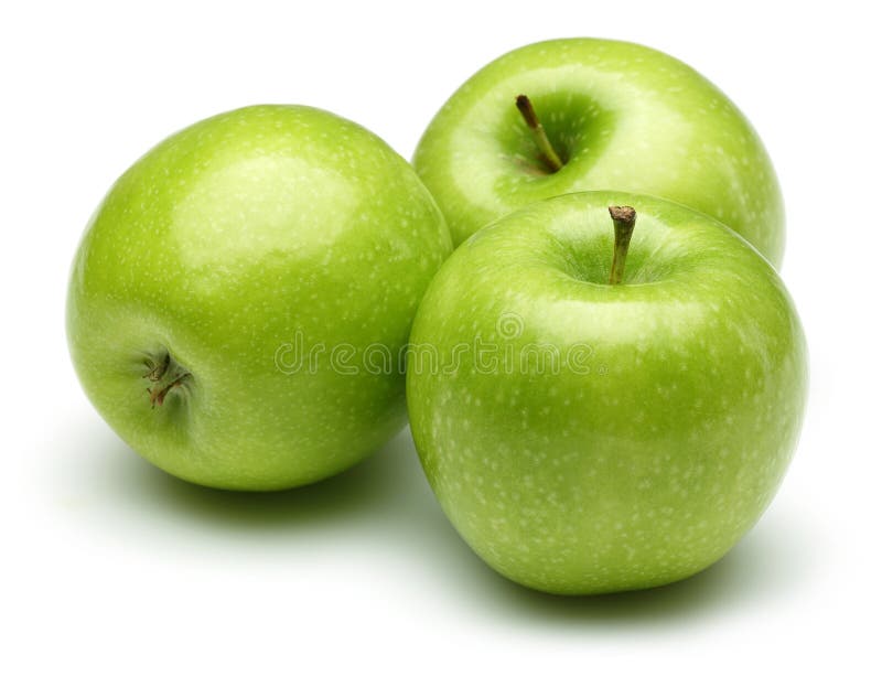 Green apples isolated on white background stock photo