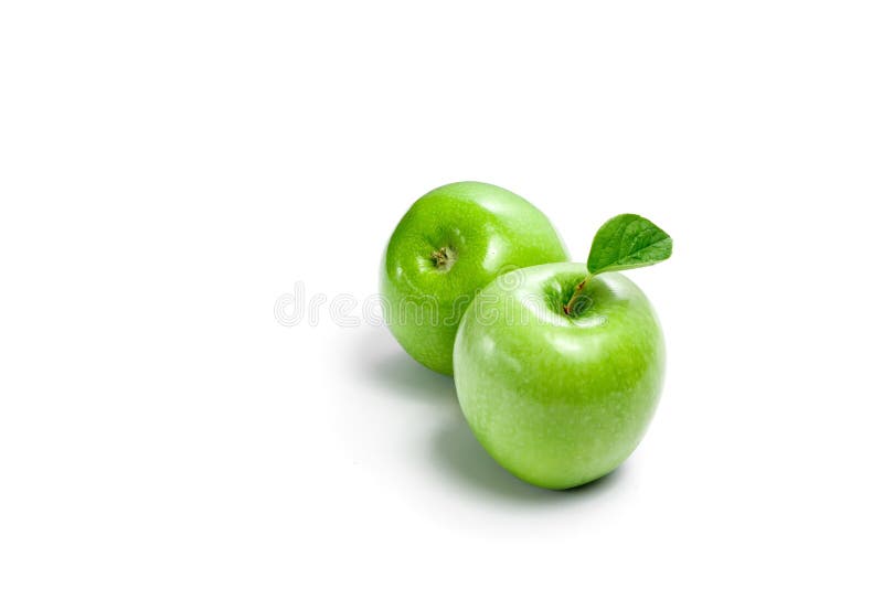 Green apples on a white background, composition, isolate royalty free stock photo