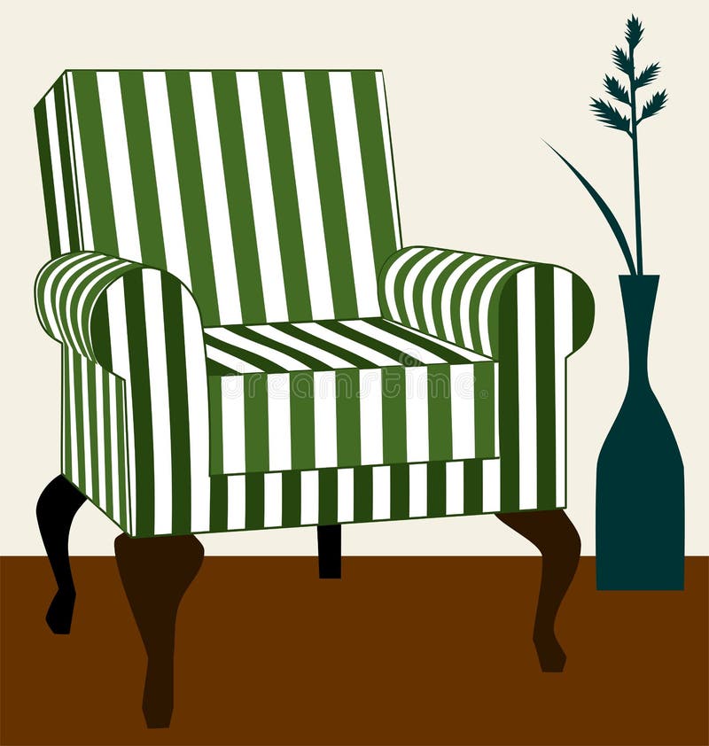 White Armchair, Modern Retro Interior Vector Illus Stock Vector