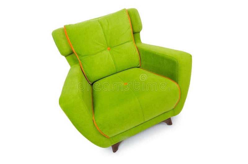 The Green Armchair Isolated on the White Stock Image Image of leisure