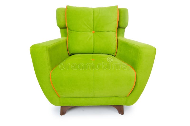 The Green Armchair Isolated on the White Stock Image Image of armrest