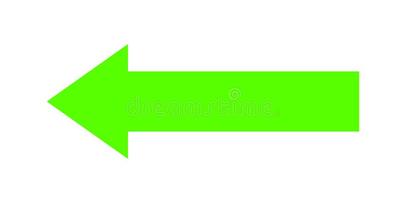 Green arrow glowing color for icon isolated on white, arrow green pointer left symbol for direction, simple arrow pointing left vector illustration