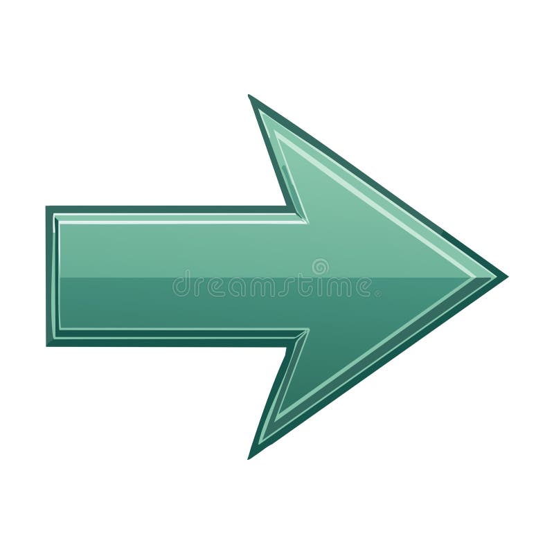 Green Arrow Indicating Direction Guiding Forward Navigation Isolated Icon Illustration Sign stock illustration