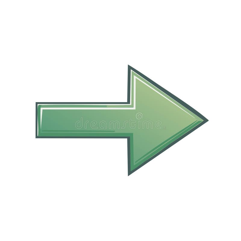 Green arrow indicating direction on a white background for a clean and minimal design highlighting forward movement royalty free illustration