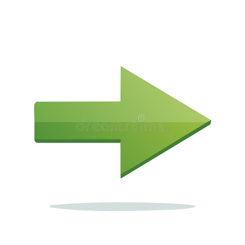 Green Arrow Pointing Right with Shadow Directional Symbol vector illustration
