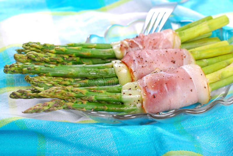 Green Asparagus with Ham Mozzarella Stock Photo Image of parma