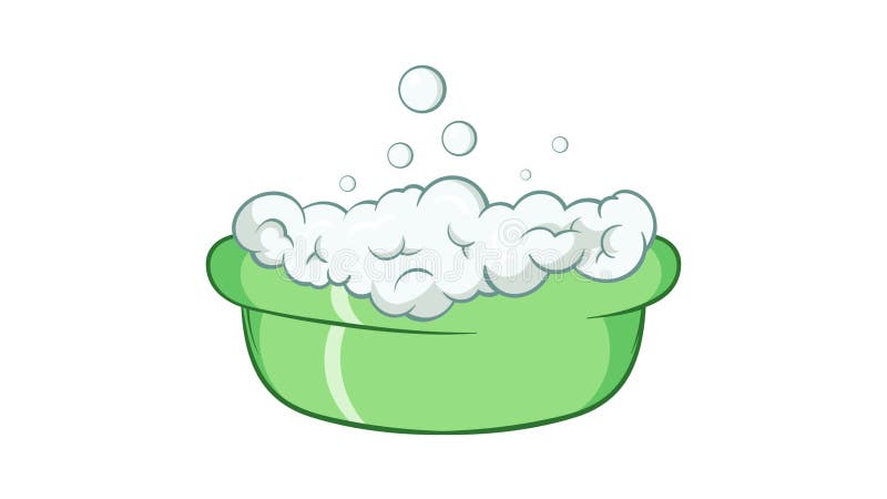 Green baby bath with foam icon animation