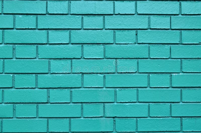 Green Background Masonry Paint Wall Textured Colored Bricks Brick Stock
