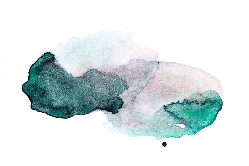 Green background. Multicolor brush strokes and paint spots on white paper, bright contrasting background stock illustration