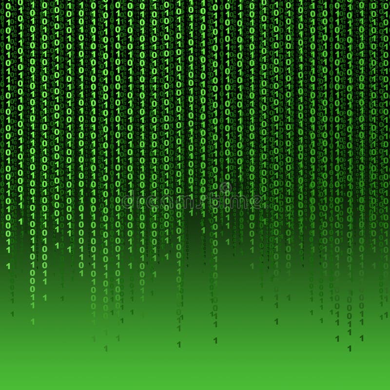 Binary Zeros and Ones on Green Background Stock Illustration ...