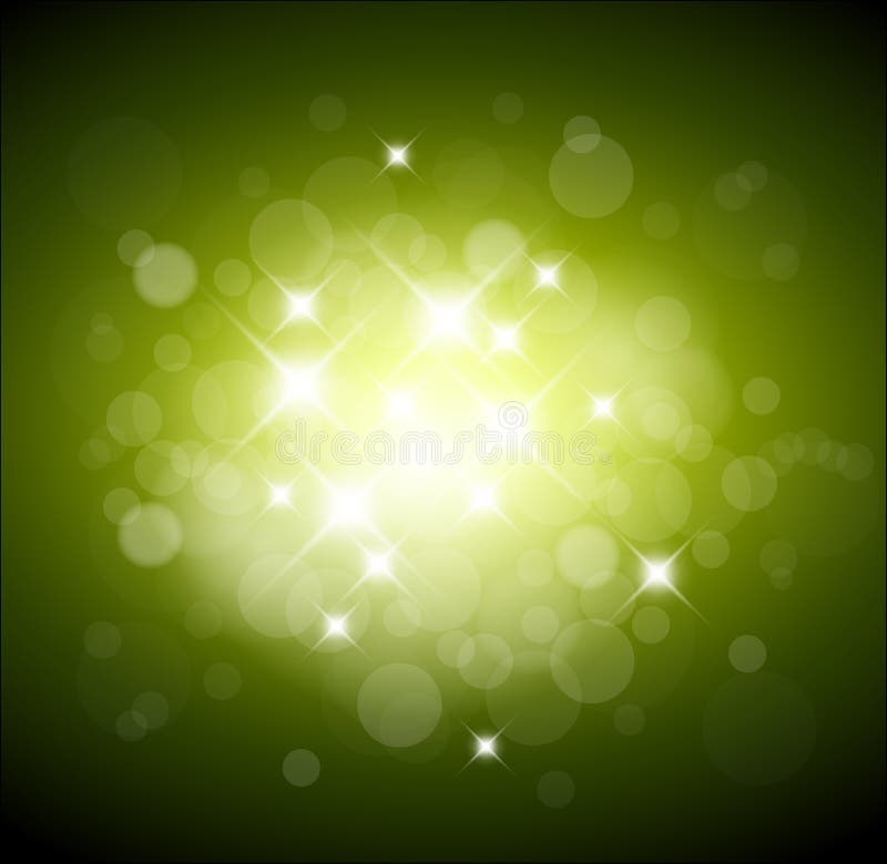 Green Background with White Lights Stock Illustration - Illustration of