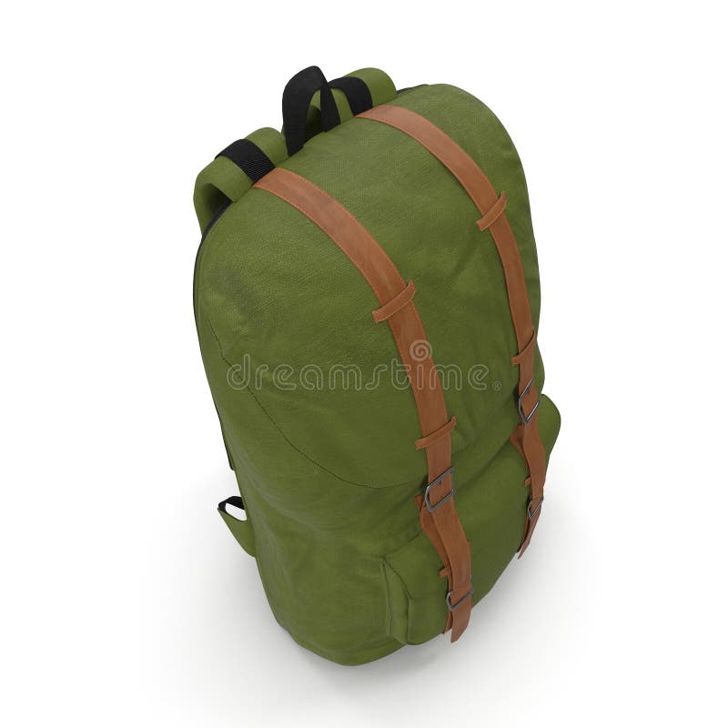 Green Backpack Or Back Pack Or School Bag Or Rucksack Isolated On White