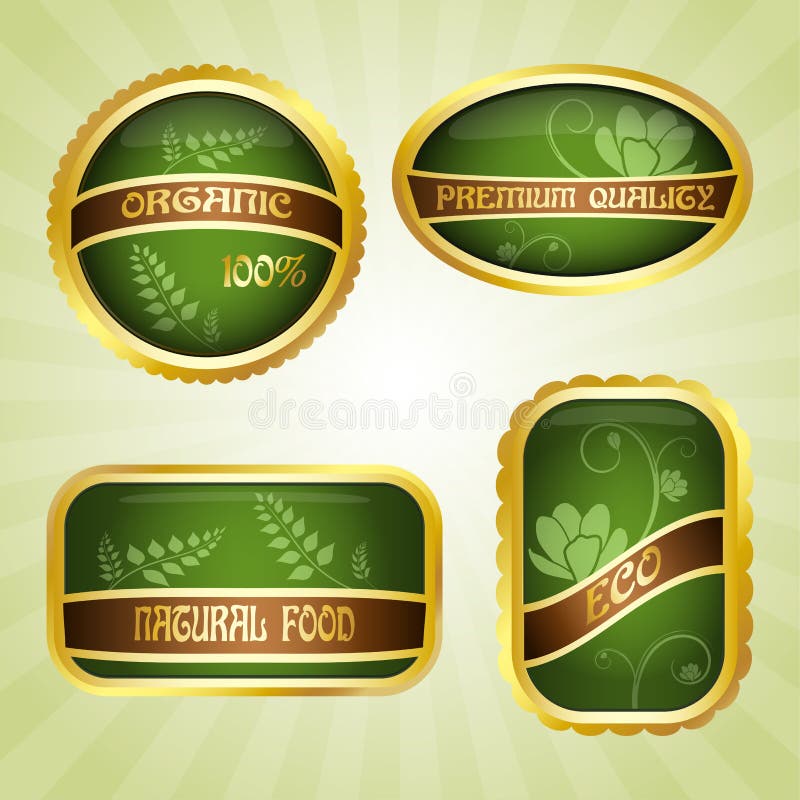 Green badges with ribbon