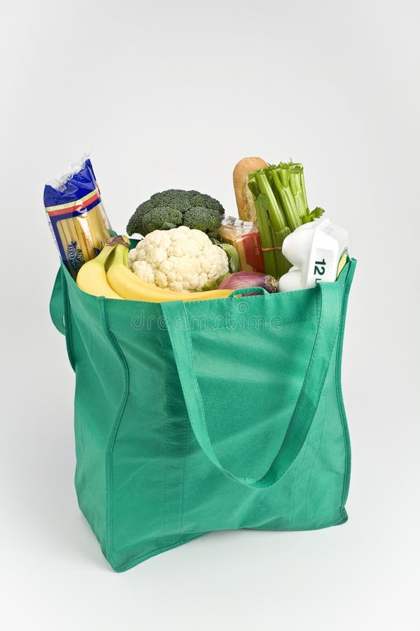 Empty Green Reusable Grocery Bag Stock Photo Image of isolated, white