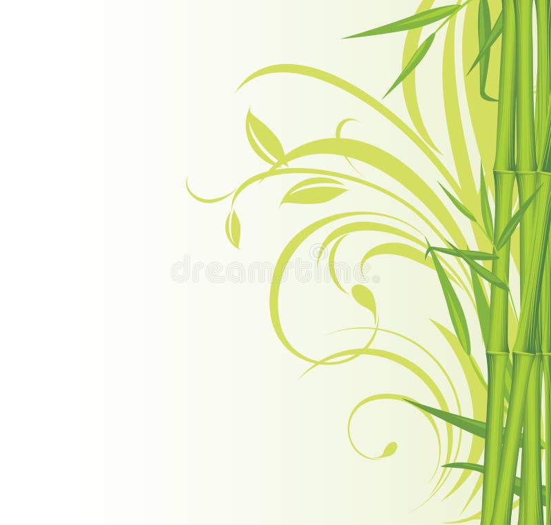 Green bamboo on the floral background stock illustration