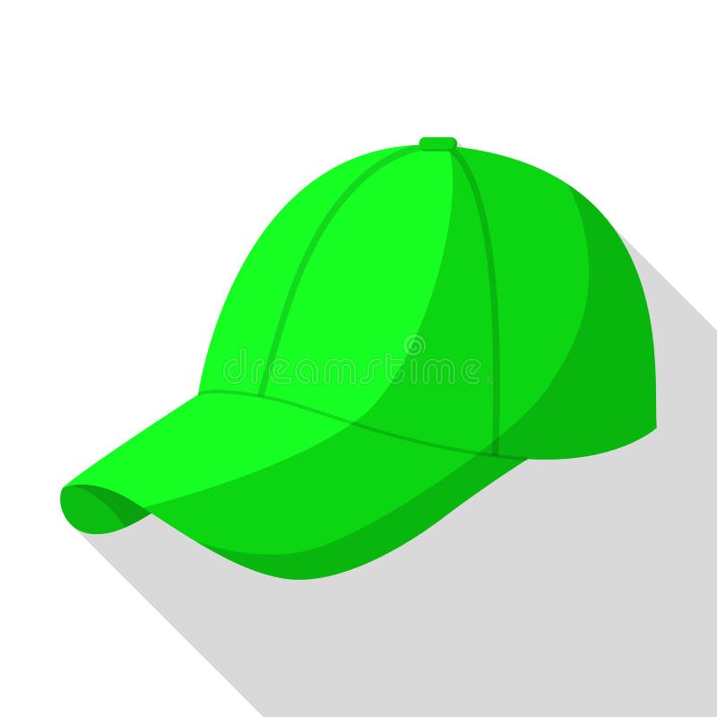 Green Baseball Cap Icon, Flat Style. Stock Vector - Illustration of ...